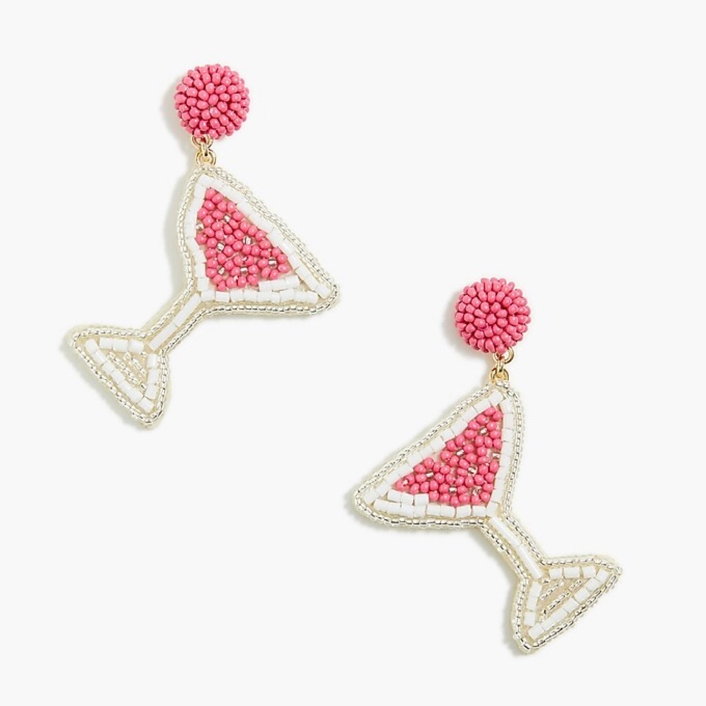 NWT J.Crew Factory Beaded martini statement Earrings